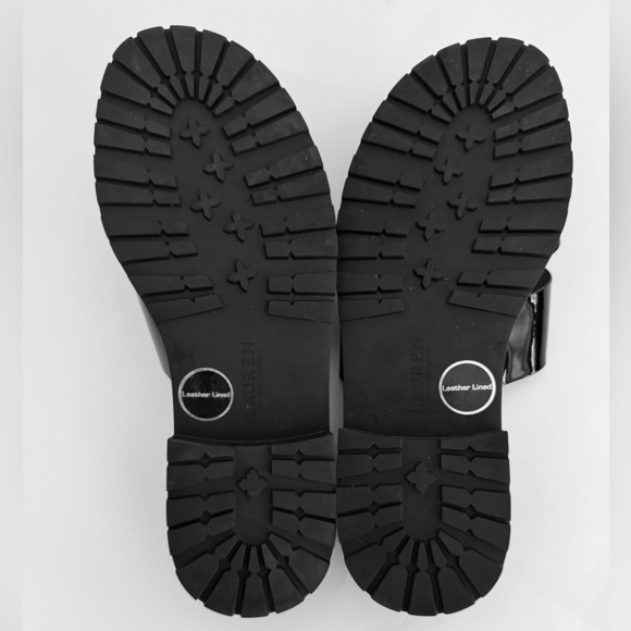 Lauren Ralph Lauren Kelsie Lugged Sole Leather Sandal,Black Patent, Size 8, NWOB - Picture 7 of 10
